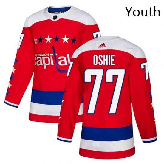 Youth Adidas Washington Capitals 77 TJ Oshie Authentic Red Alternate NHL Jersey